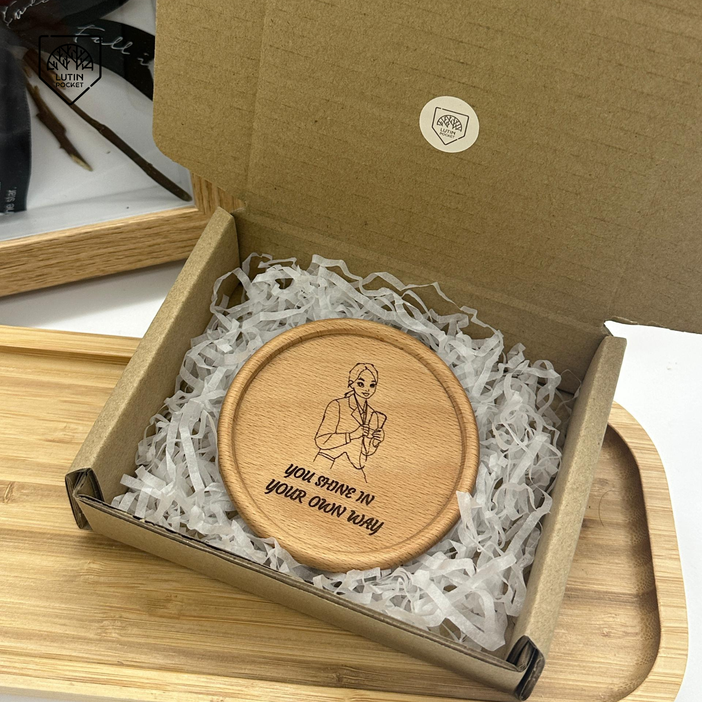 Personalized Wood Round Coaster - Image 3