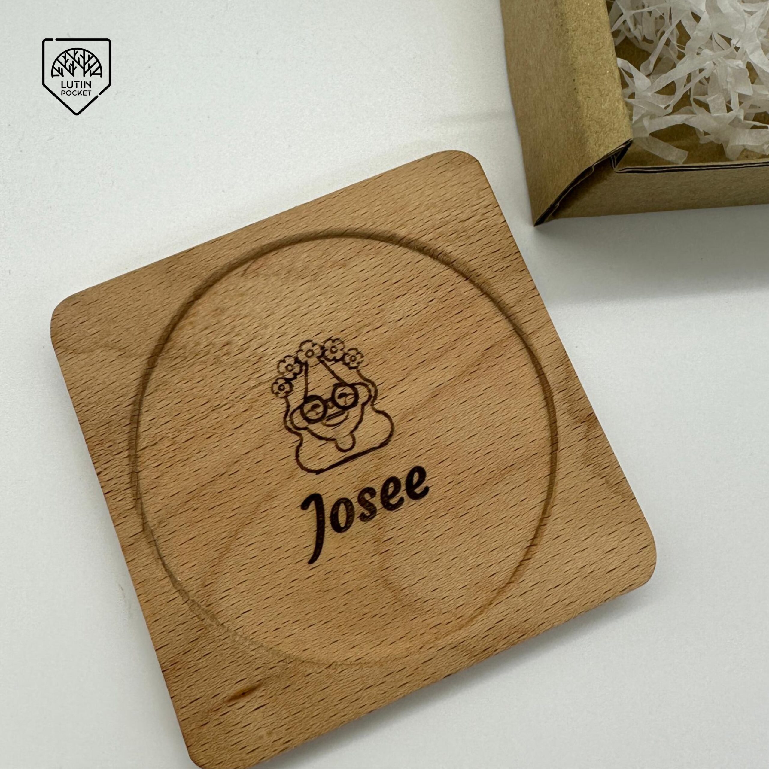 Personalized Wood Square Coaster (Cave)