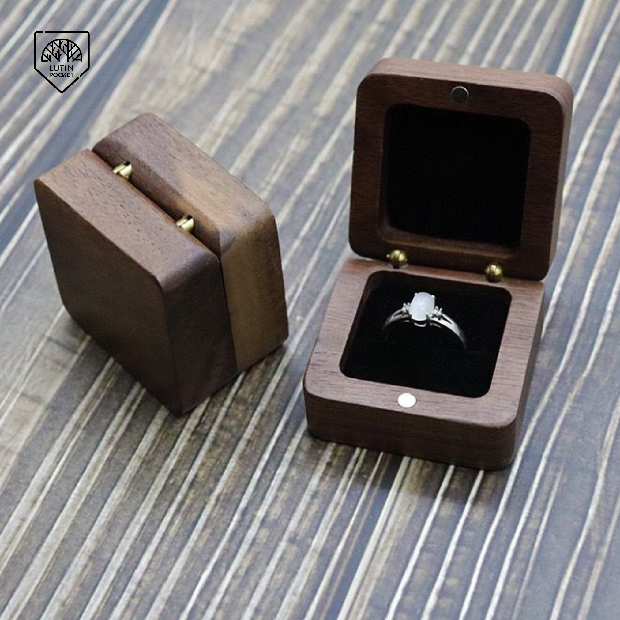 Luxury Wooden Ring Box (Single) - Image 2