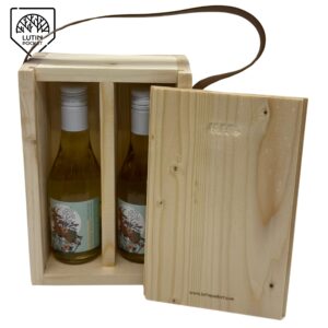 Premium Double Wooden Mini Wine Box with Leather Handle