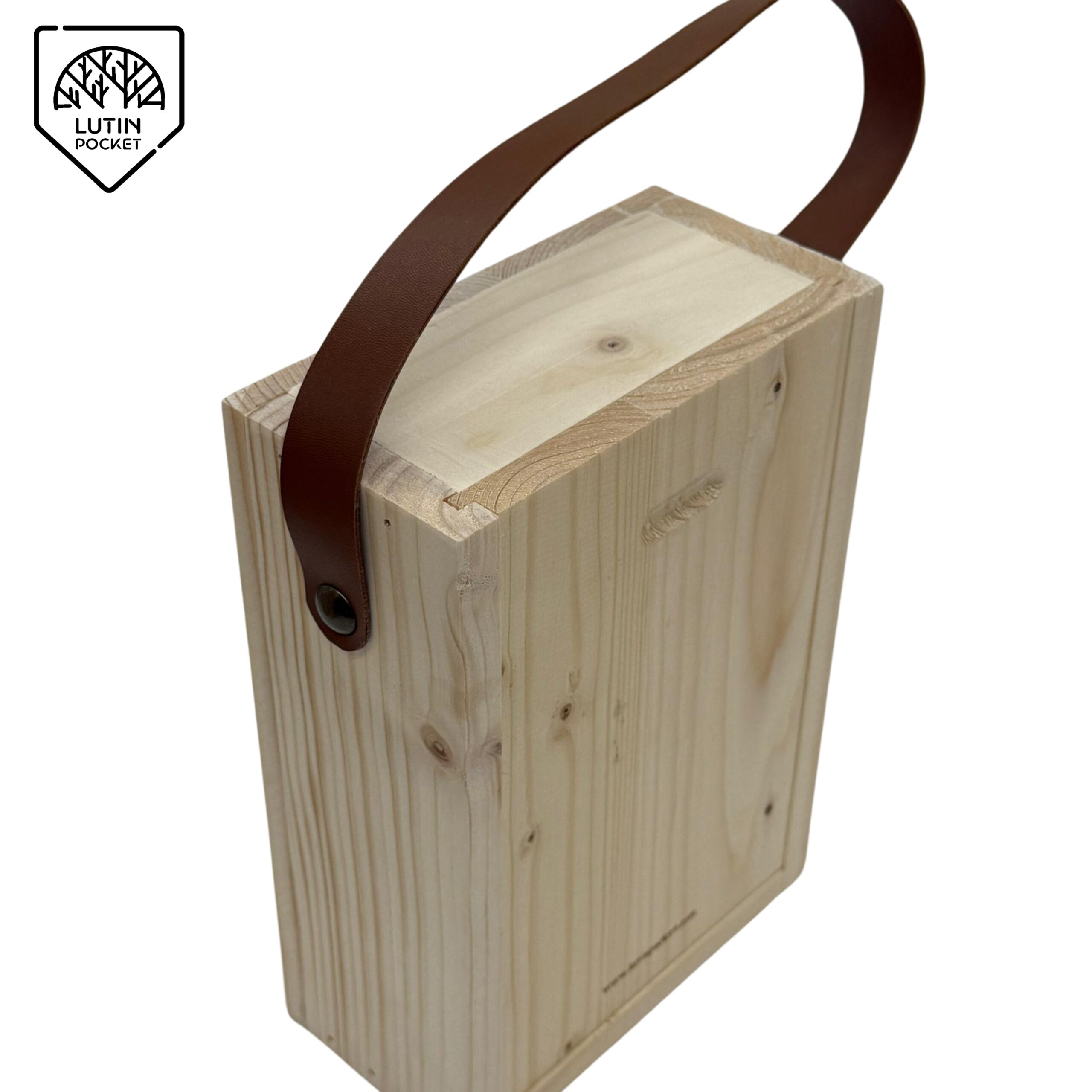Premium Double Wooden Mini Wine Box with Leather Handle - Image 2