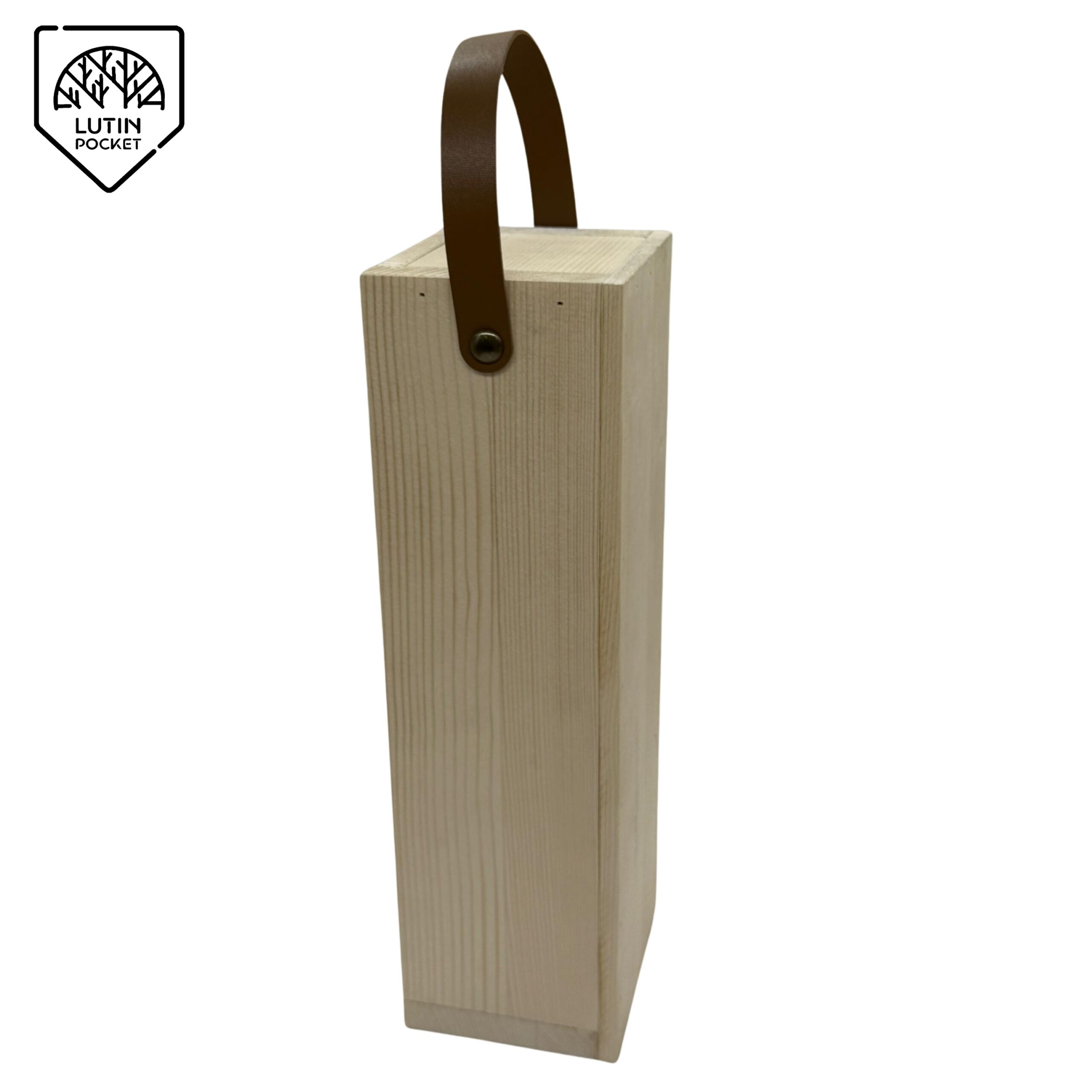 Premium Single Wooden Wine Box with Leather Handle - Image 4